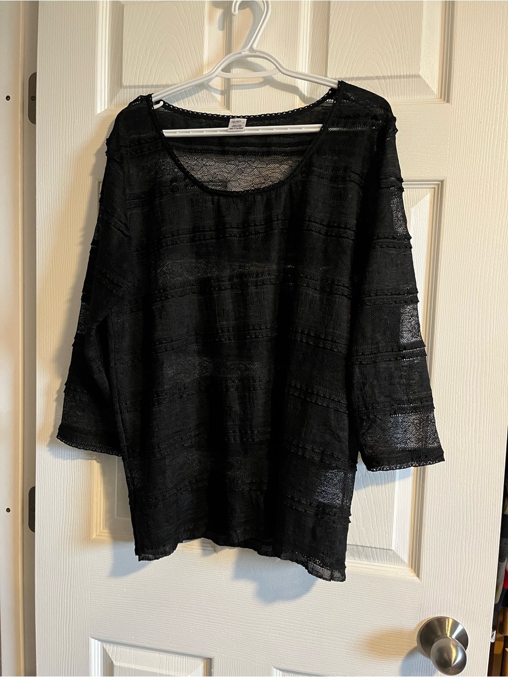Jockey Black Sheer Striped Knit Top